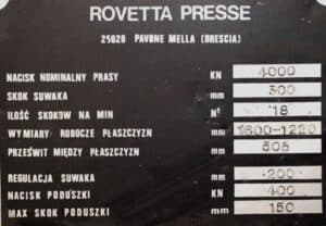 Presse mécanique Rovetta S2-400-1600-1220 - 400 tonne (Photo 9)