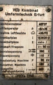 Presse d'ébavurage Erfurt PKZe 1250 - 1250 tonne (Photo 1)