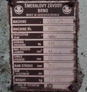 Presse d'ébavurage Smeral LDO 315 - 315 tonne (Photo 2)